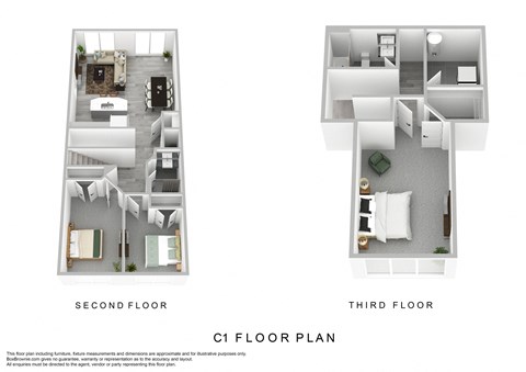 Floor plan for 3 beds, 2 baths, 1428 sqft